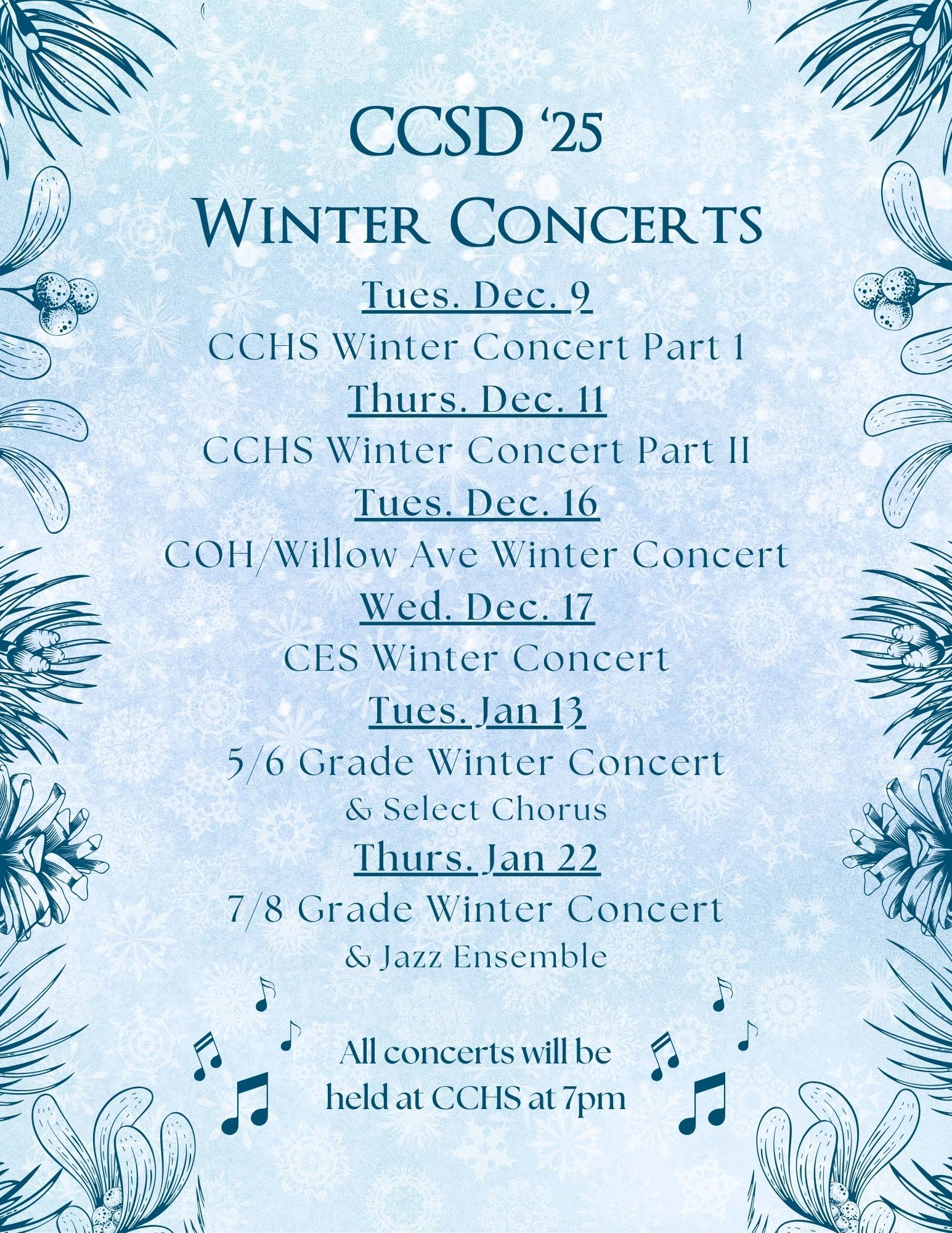 Winter Concert Schedule